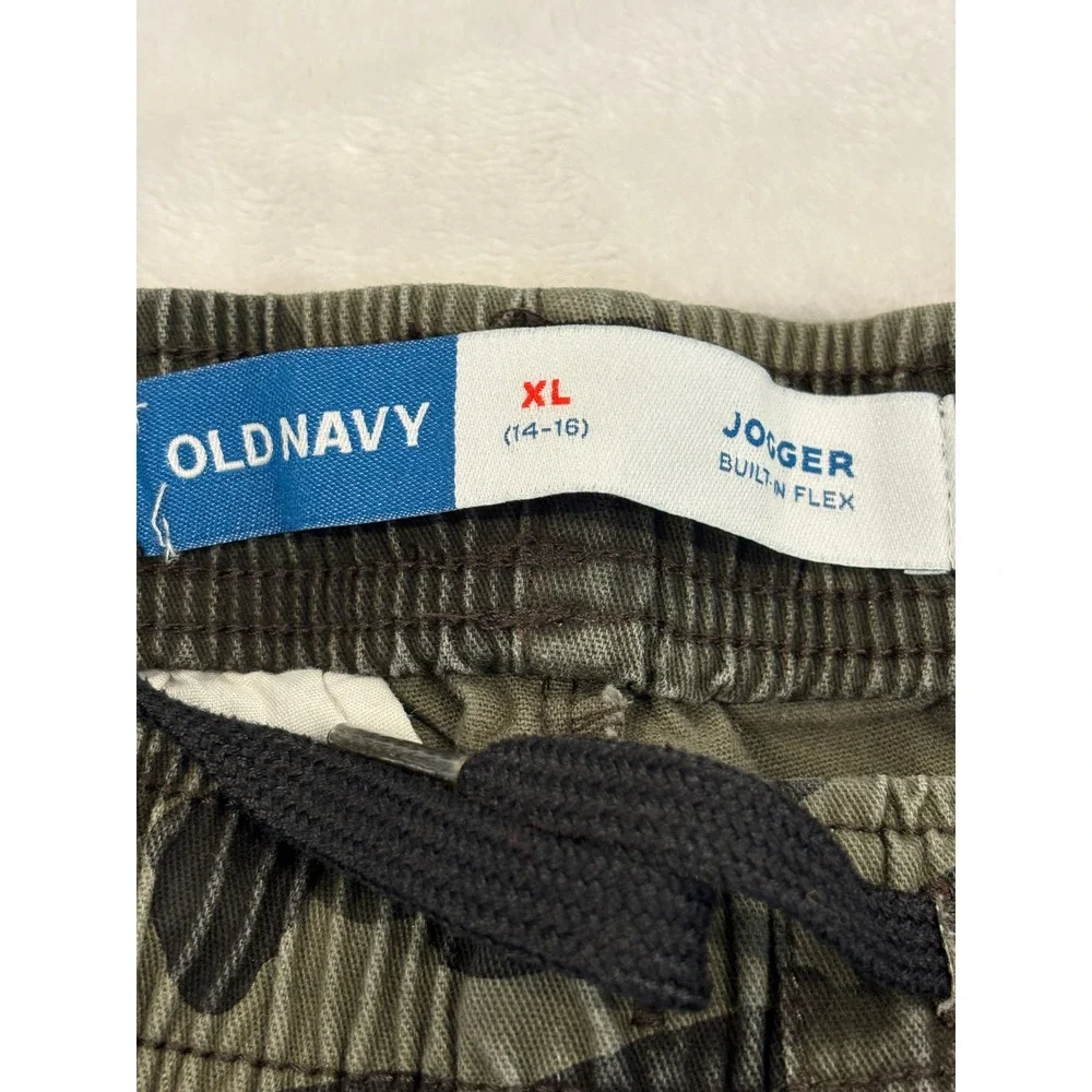 Old Navy Boys XL 14-16 Camo Built-In Flex Jogger Pants Green Camouflage Twill